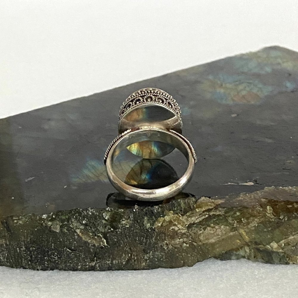 Sterling Silver 925 MNSN Oval Bezel Set Pink Rhodochrosite Cabochon Ring Sz 6.5 - Picture 13 of 16